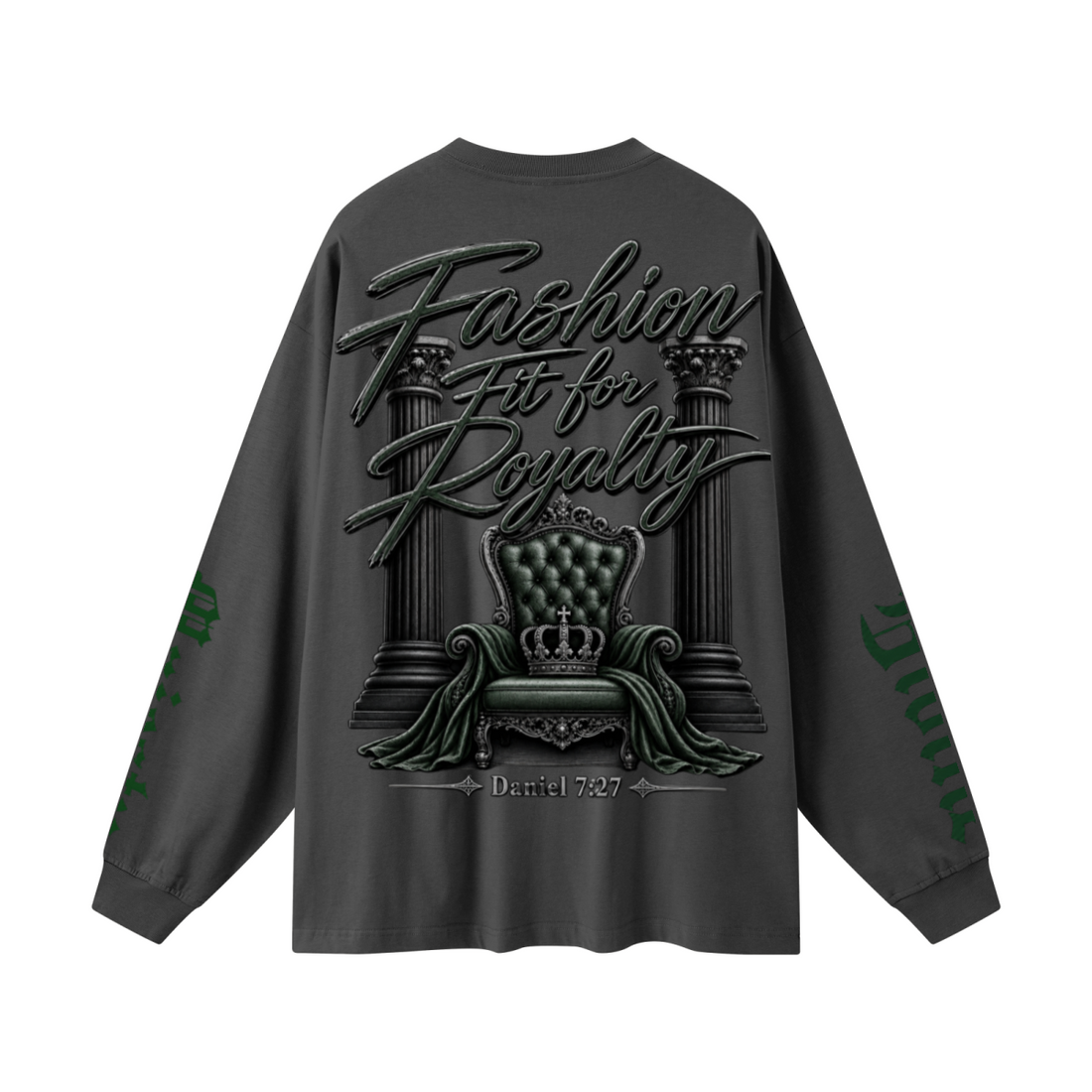 305GSM Unisex Premium Heavyweight Double-Yarn Plain Fabric Earth-Tone Basic Layering Long sleeve Carbon Grey