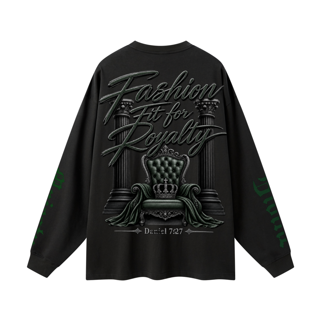 305GSM Unisex Premium Heavyweight Double-Yarn Plain Fabric Earth-Tone Basic Layering Long sleeve Black