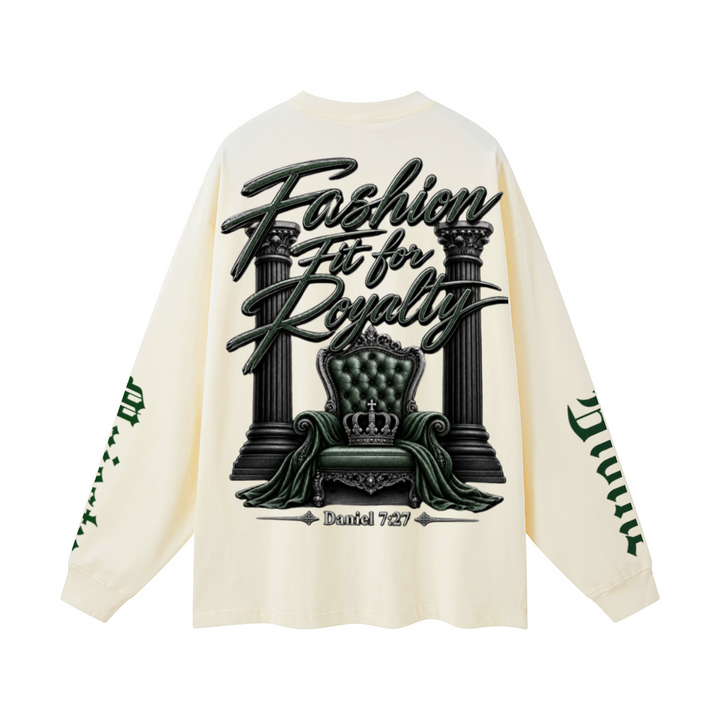 305GSM Unisex Premium Heavyweight Double-Yarn Plain Fabric Earth-Tone Basic Layering Long sleeve Milk Tea White
