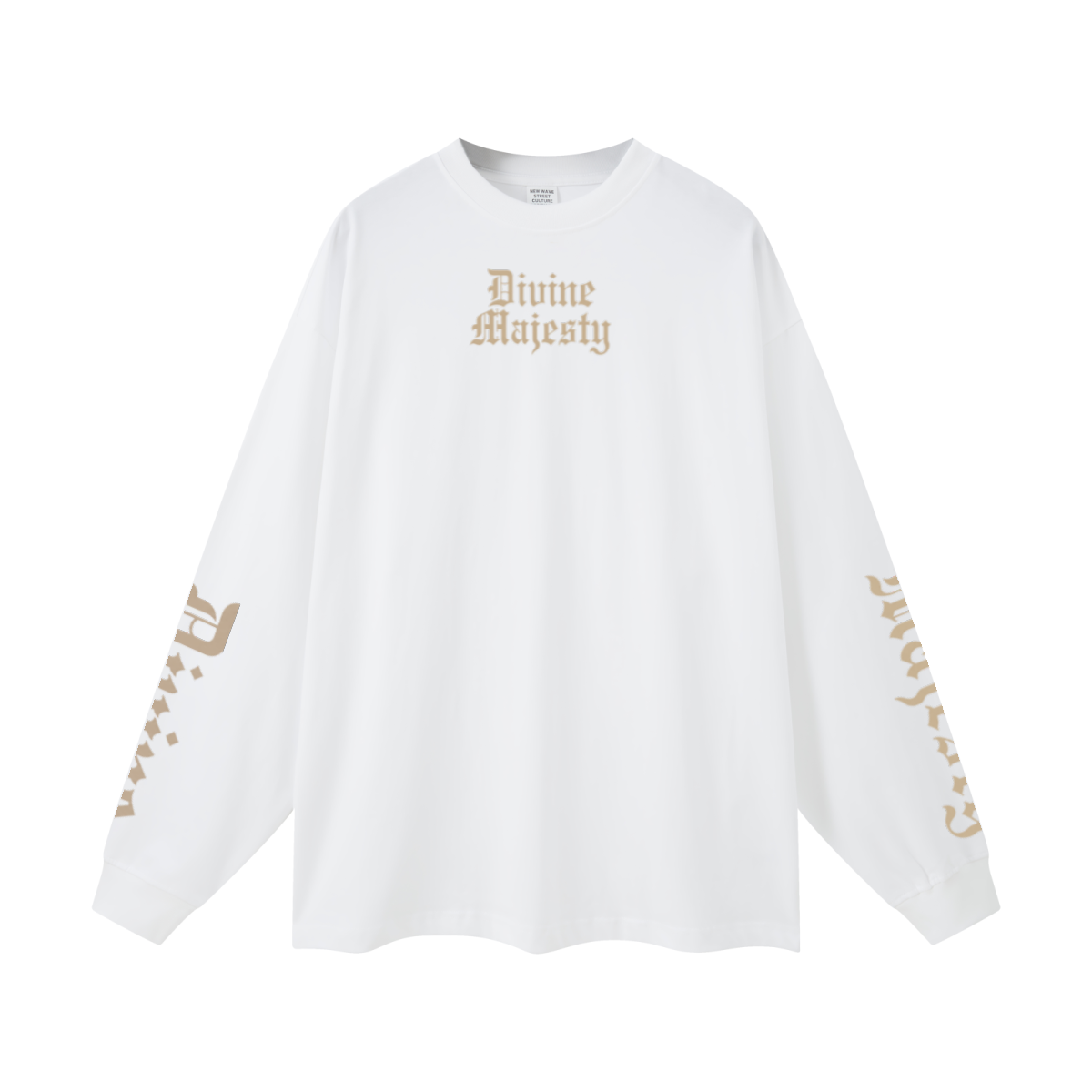 305GSM Unisex Premium Heavyweight Double-Yarn Plain Fabric Earth-Tone Basic Layering Long sleeve White