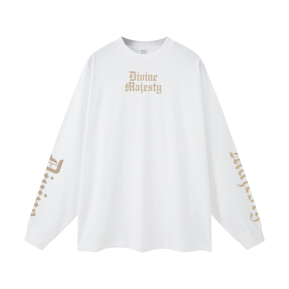 305GSM Unisex Premium Heavyweight Double-Yarn Plain Fabric Earth-Tone Basic Layering Long sleeve White
