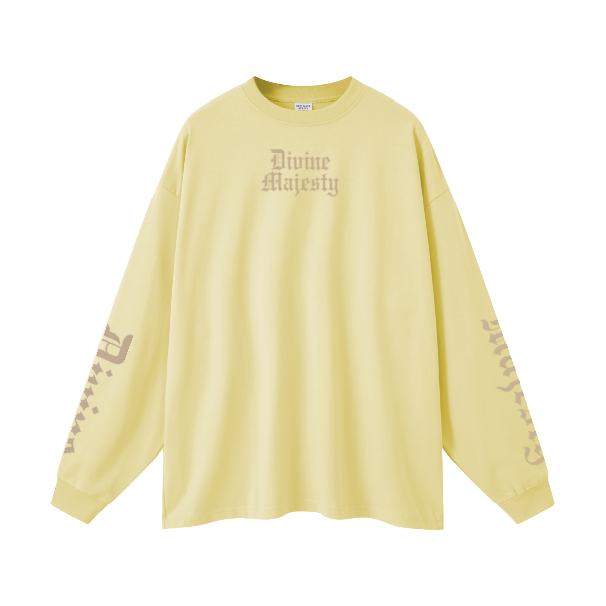 305GSM Unisex Premium Heavyweight Double-Yarn Plain Fabric Earth-Tone Basic Layering Long sleeve Yellow