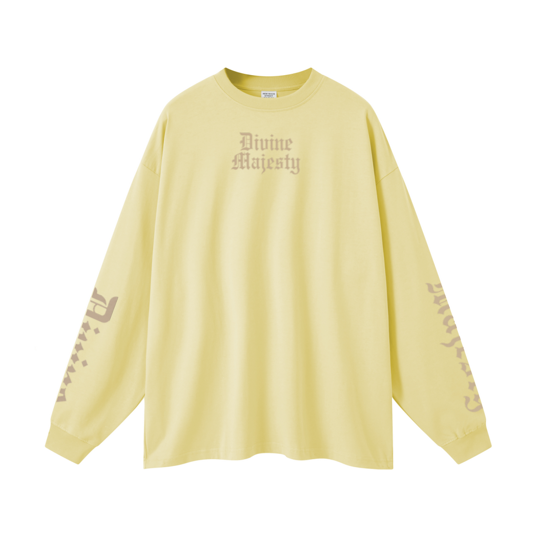305GSM Unisex Premium Heavyweight Double-Yarn Plain Fabric Earth-Tone Basic Layering Long sleeve Yellow