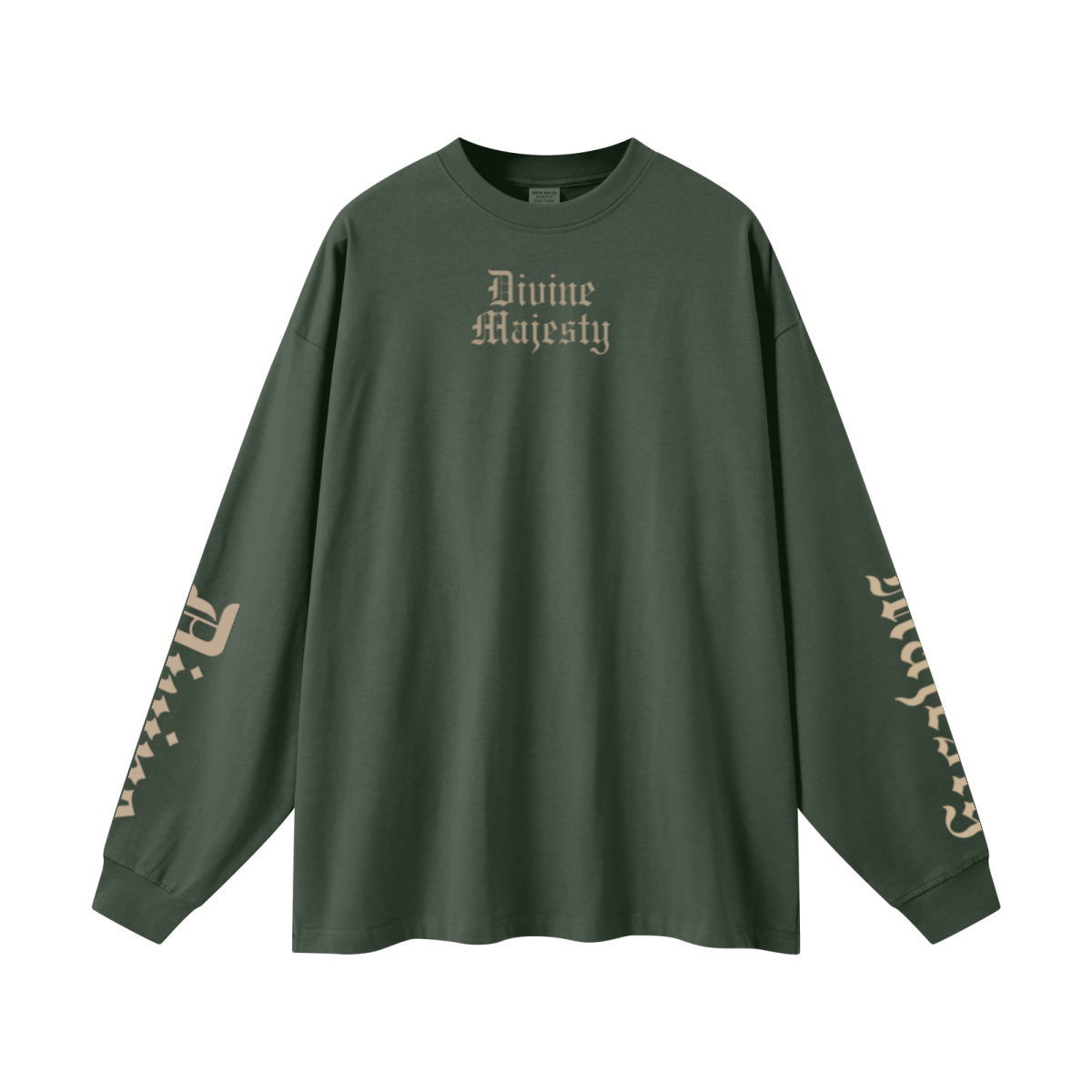 305GSM Unisex Premium Heavyweight Double-Yarn Plain Fabric Earth-Tone Basic Layering Long sleeve Dark Green