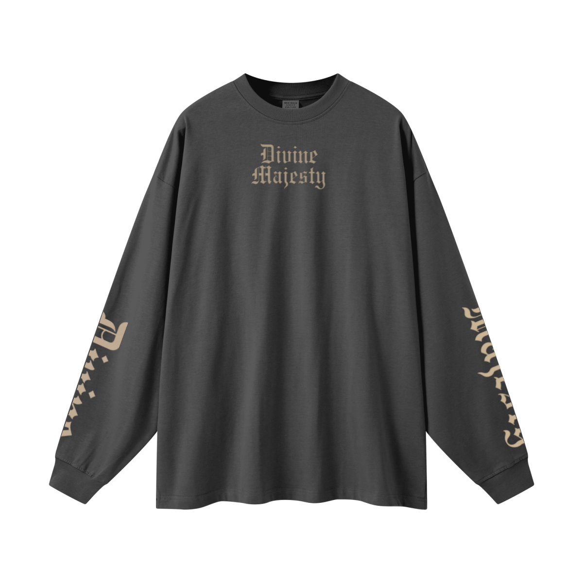 305GSM Unisex Premium Heavyweight Double-Yarn Plain Fabric Earth-Tone Basic Layering Long sleeve Carbon Grey