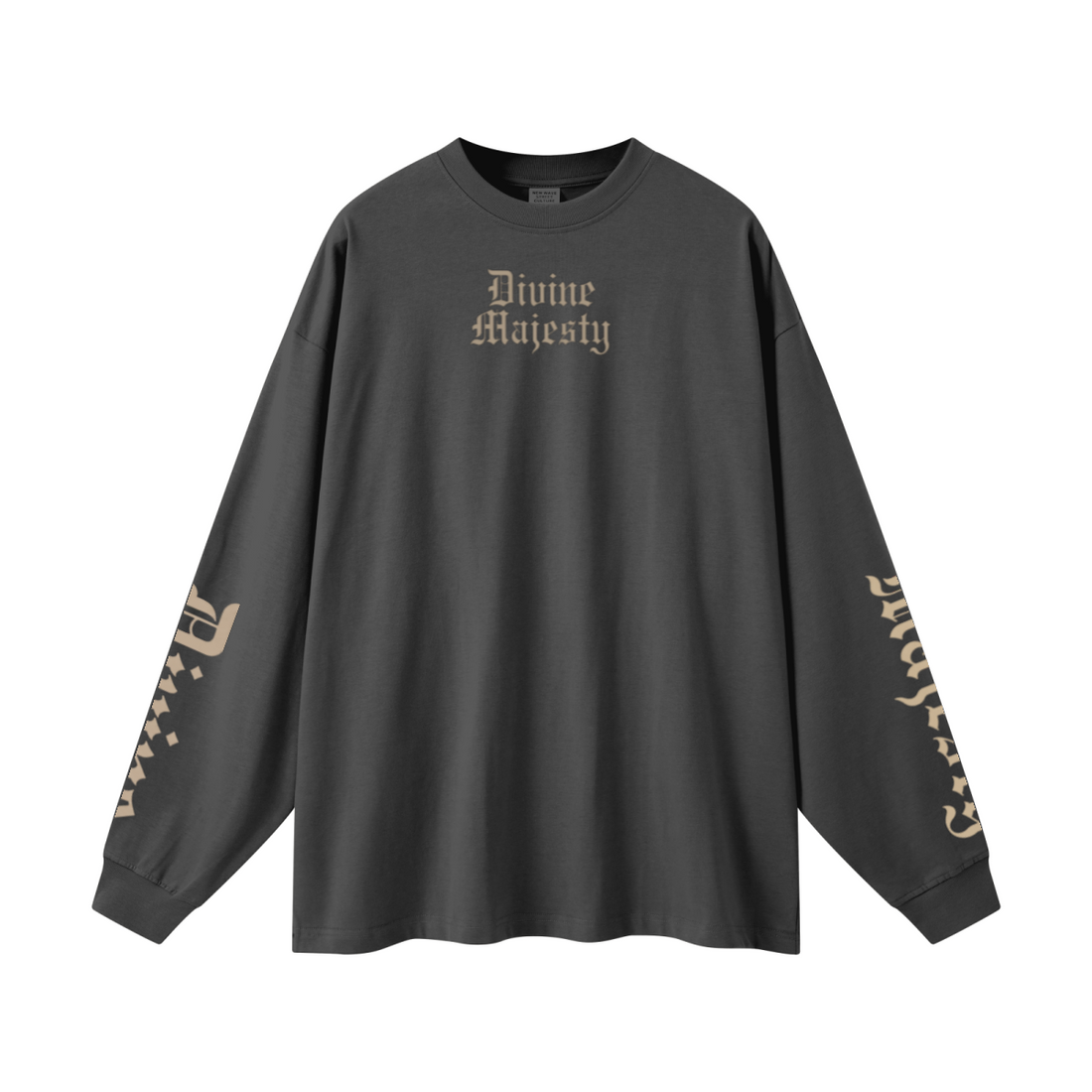 305GSM Unisex Premium Heavyweight Double-Yarn Plain Fabric Earth-Tone Basic Layering Long sleeve Carbon Grey