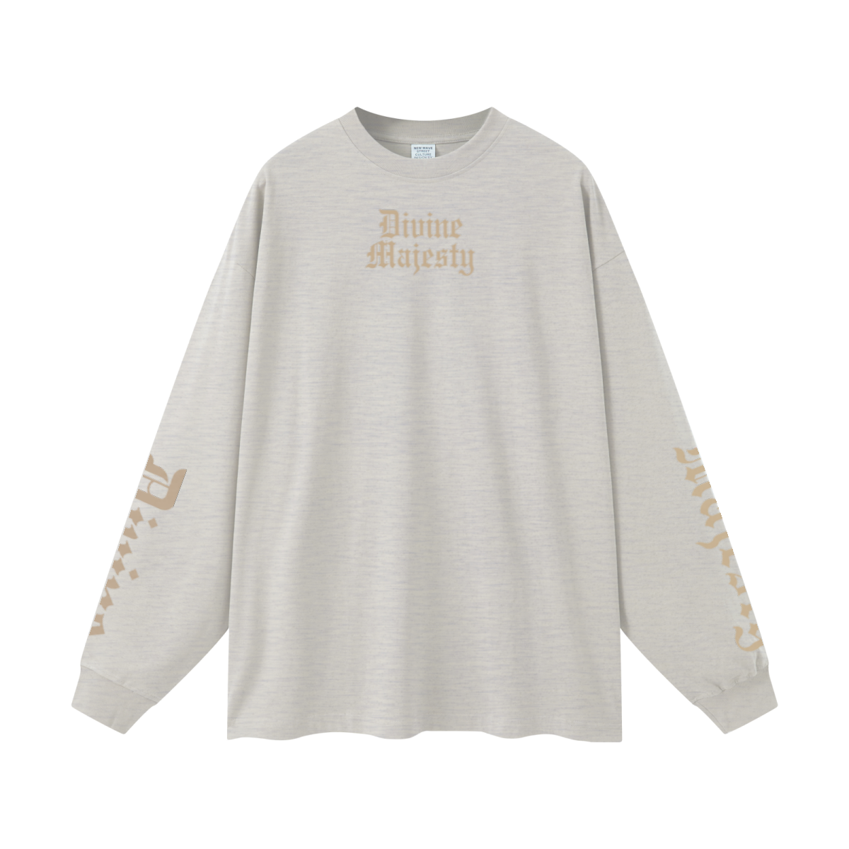 305GSM Unisex Premium Heavyweight Double-Yarn Plain Fabric Earth-Tone Basic Layering Long sleeve Oatmeal Grey