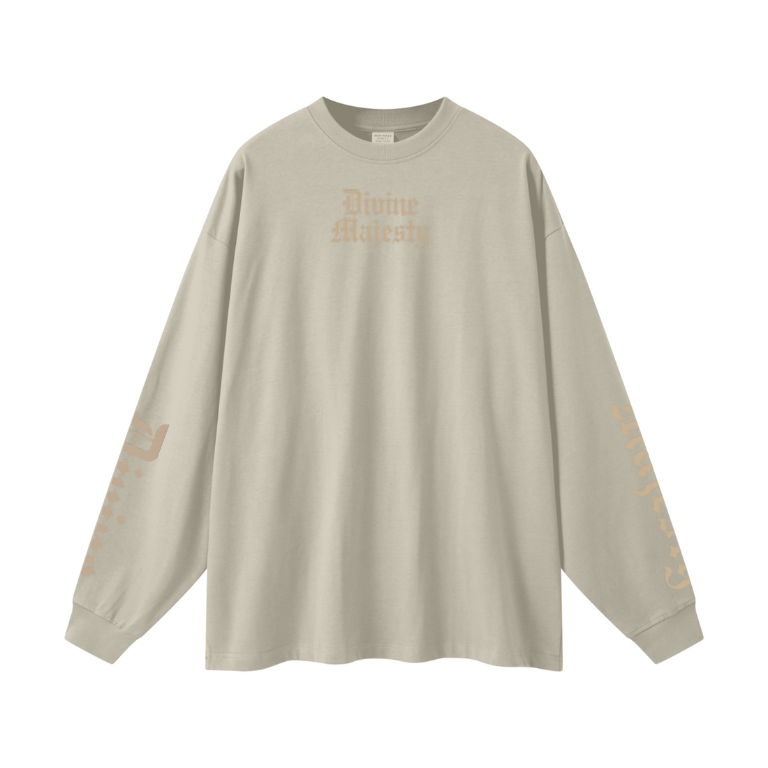 305GSM Unisex Premium Heavyweight Double-Yarn Plain Fabric Earth-Tone Basic Layering Long sleeve Sand