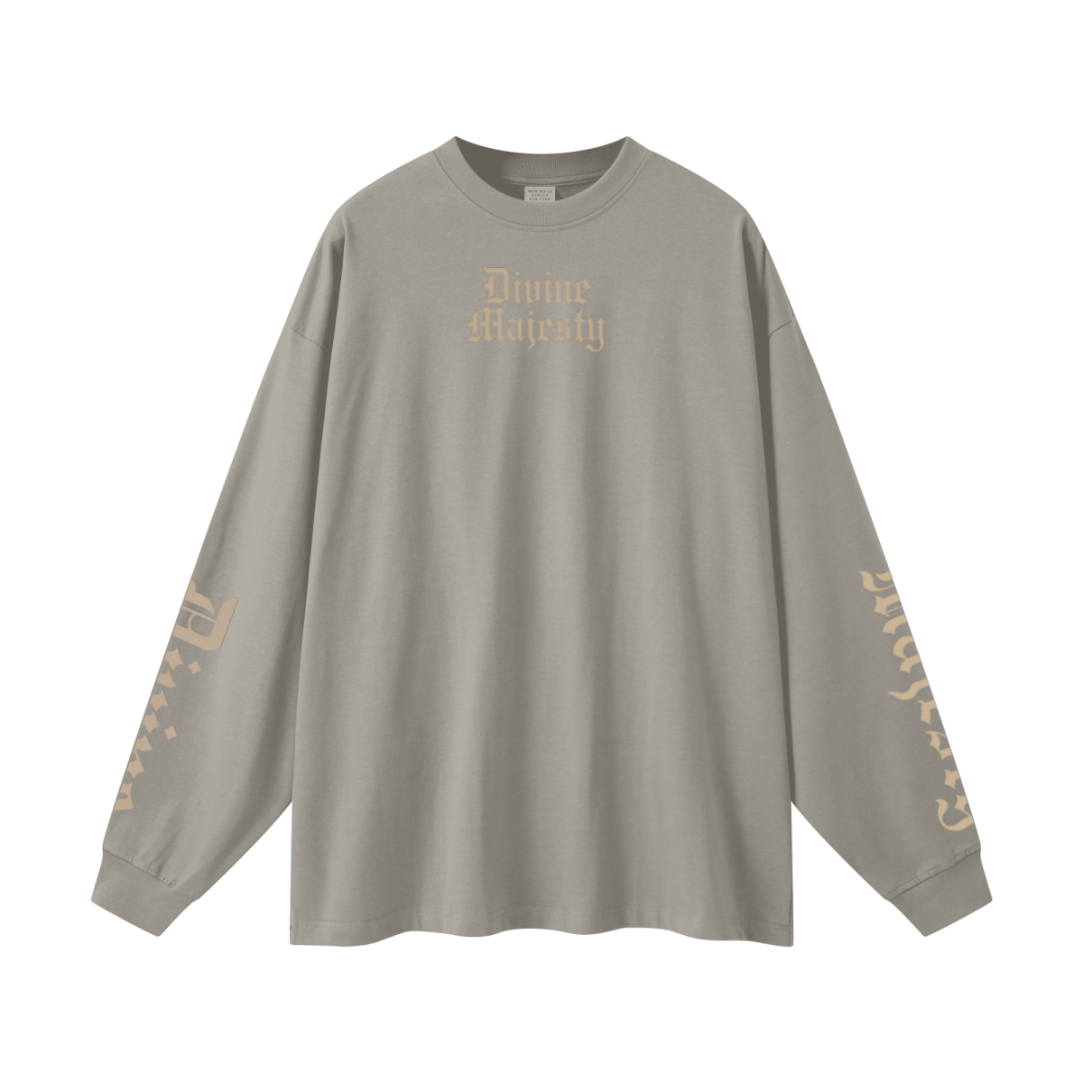 305GSM Unisex Premium Heavyweight Double-Yarn Plain Fabric Earth-Tone Basic Layering Long sleeve Grey Camel