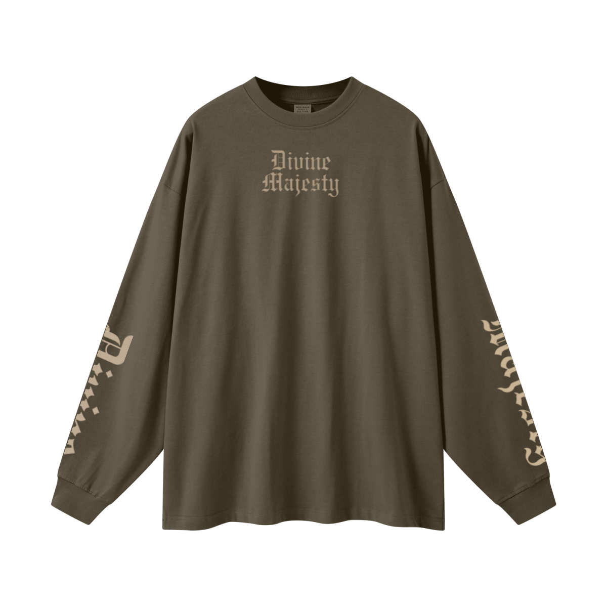 305GSM Unisex Premium Heavyweight Double-Yarn Plain Fabric Earth-Tone Basic Layering Long sleeve Brown