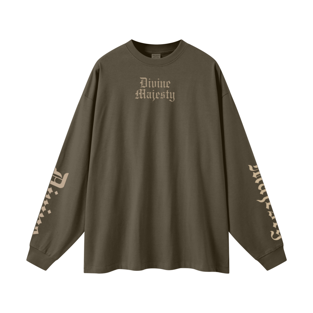 305GSM Unisex Premium Heavyweight Double-Yarn Plain Fabric Earth-Tone Basic Layering Long sleeve Brown