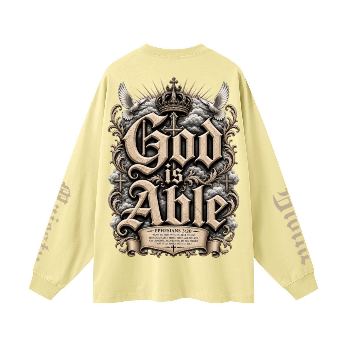 305GSM Unisex Premium Heavyweight Double-Yarn Plain Fabric Earth-Tone Basic Layering Long sleeve Yellow