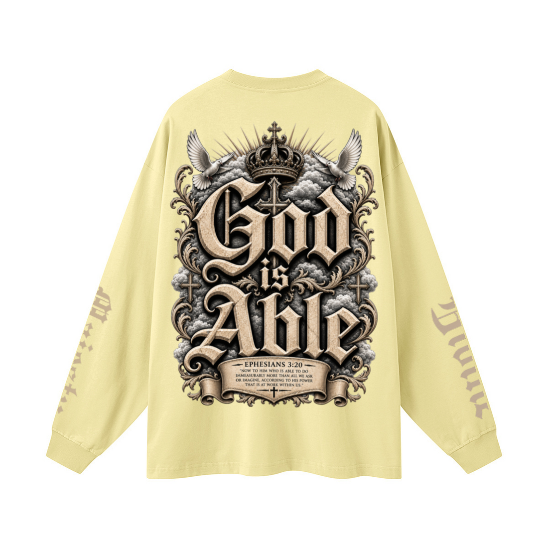 305GSM Unisex Premium Heavyweight Double-Yarn Plain Fabric Earth-Tone Basic Layering Long sleeve Yellow
