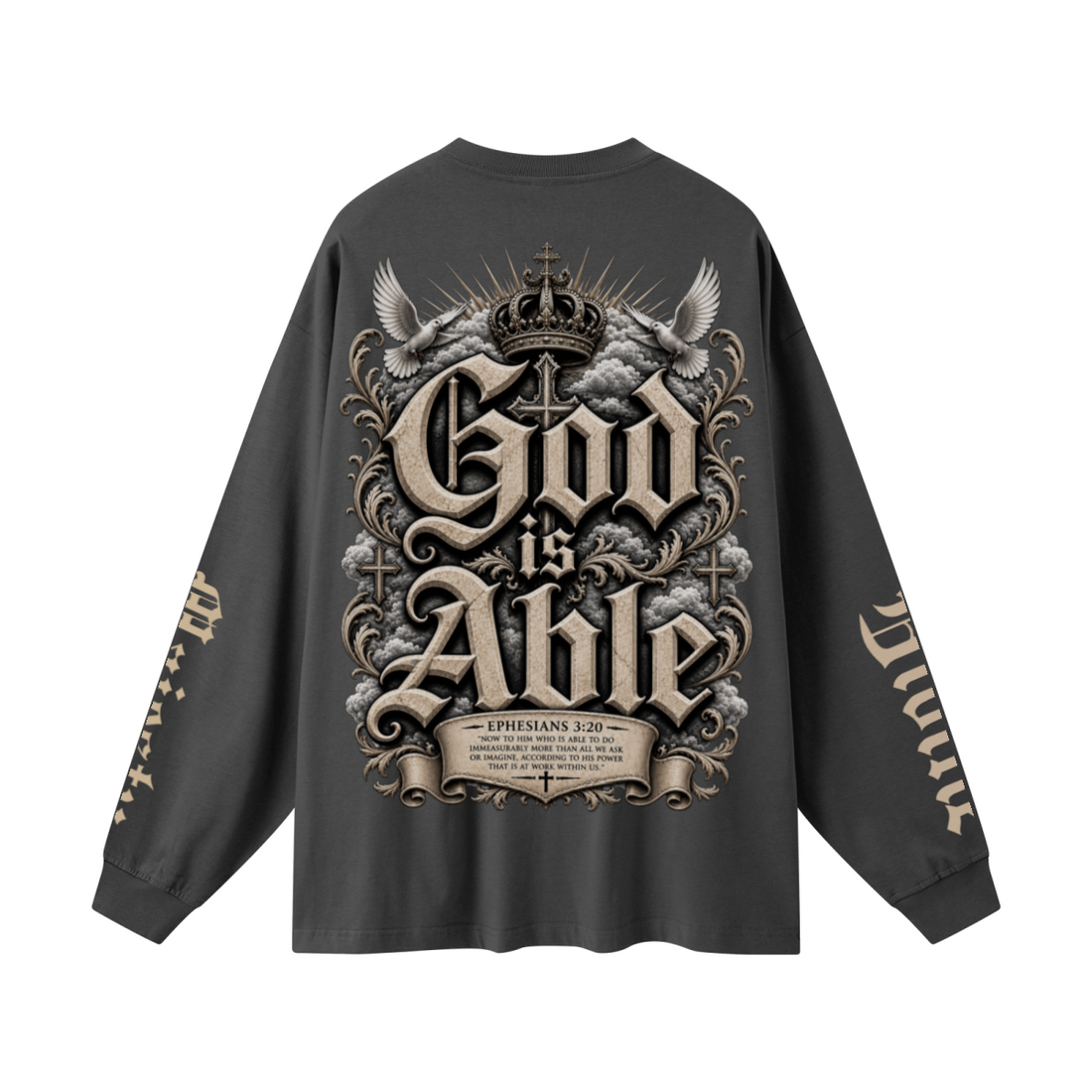 305GSM Unisex Premium Heavyweight Double-Yarn Plain Fabric Earth-Tone Basic Layering Long sleeve Carbon Grey
