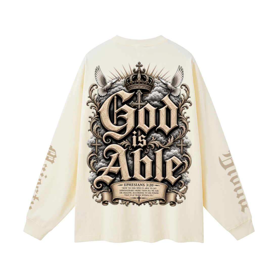 305GSM Unisex Premium Heavyweight Double-Yarn Plain Fabric Earth-Tone Basic Layering Long sleeve Milk Tea White