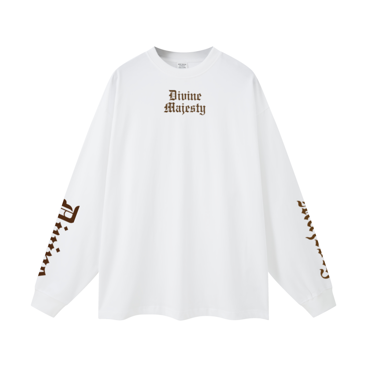 305GSM Unisex Premium Heavyweight Double-Yarn Plain Fabric Earth-Tone Basic Layering Long sleeve White