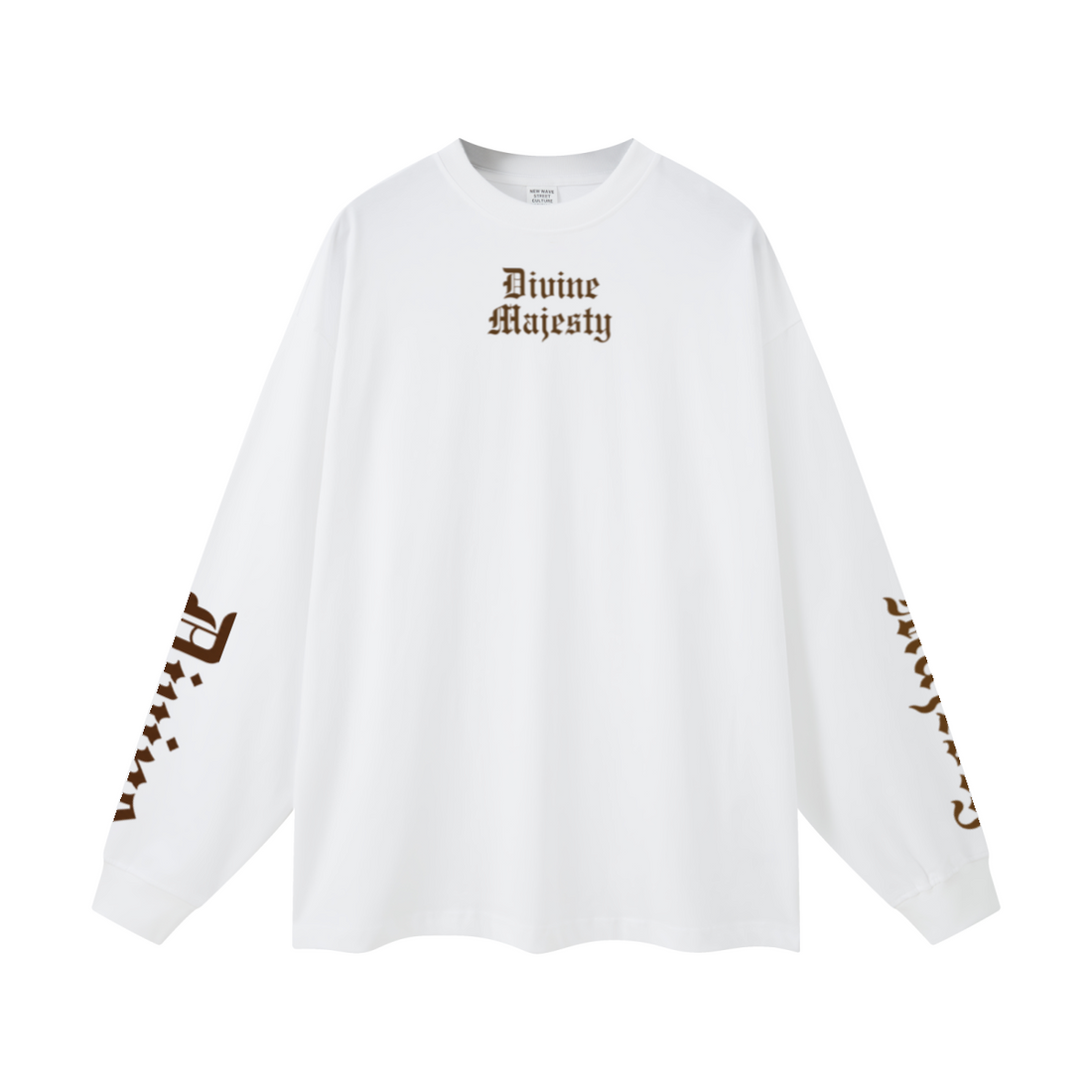 305GSM Unisex Premium Heavyweight Double-Yarn Plain Fabric Earth-Tone Basic Layering Long sleeve White