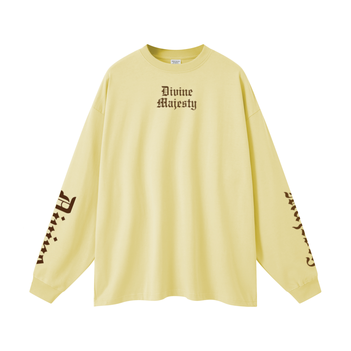 305GSM Unisex Premium Heavyweight Double-Yarn Plain Fabric Earth-Tone Basic Layering Long sleeve Yellow