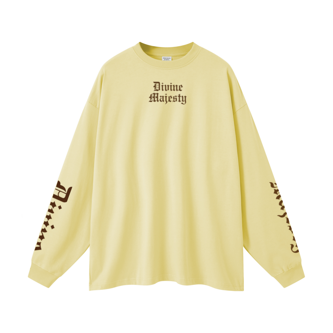 305GSM Unisex Premium Heavyweight Double-Yarn Plain Fabric Earth-Tone Basic Layering Long sleeve Yellow