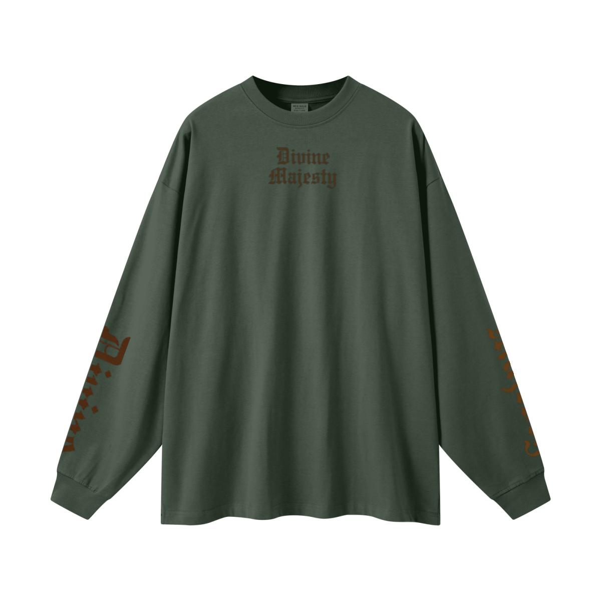 305GSM Unisex Premium Heavyweight Double-Yarn Plain Fabric Earth-Tone Basic Layering Long sleeve Dark Green
