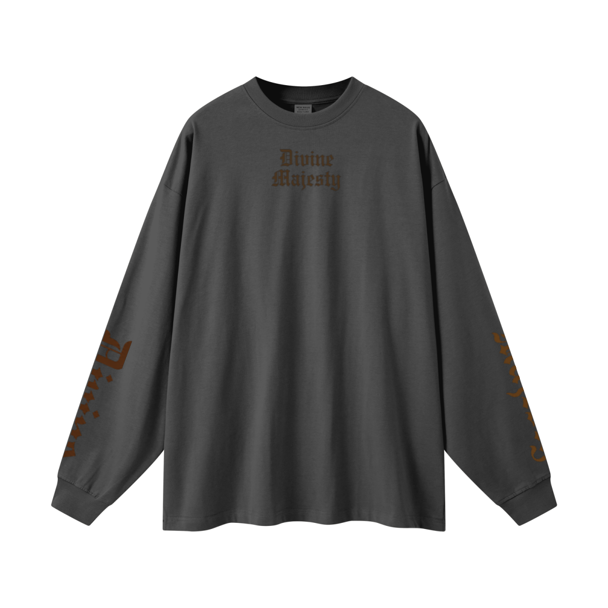 305GSM Unisex Premium Heavyweight Double-Yarn Plain Fabric Earth-Tone Basic Layering Long sleeve Carbon Grey
