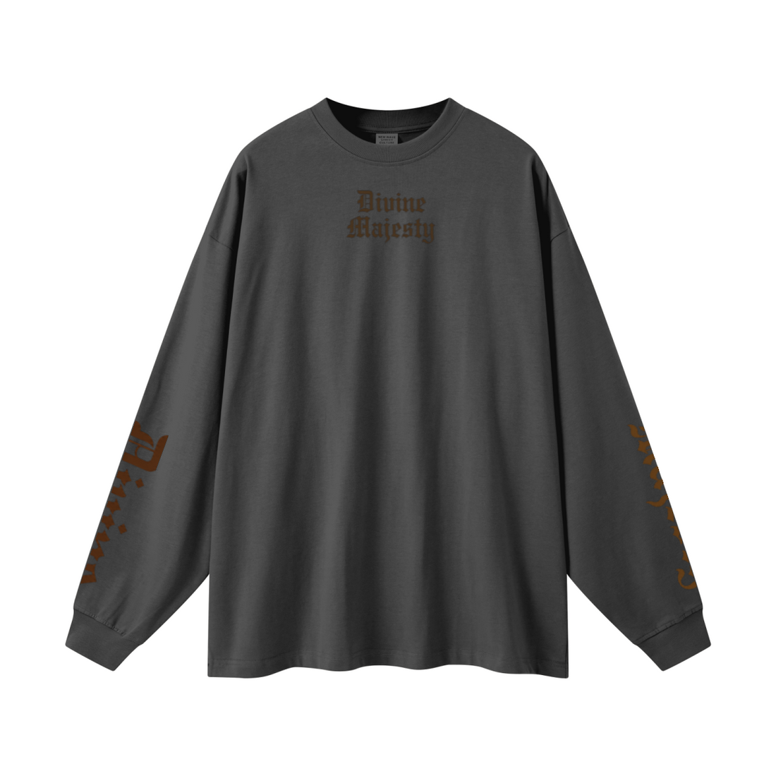 305GSM Unisex Premium Heavyweight Double-Yarn Plain Fabric Earth-Tone Basic Layering Long sleeve Carbon Grey