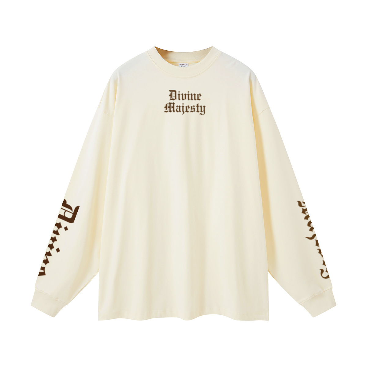 305GSM Unisex Premium Heavyweight Double-Yarn Plain Fabric Earth-Tone Basic Layering Long sleeve Milk Tea White