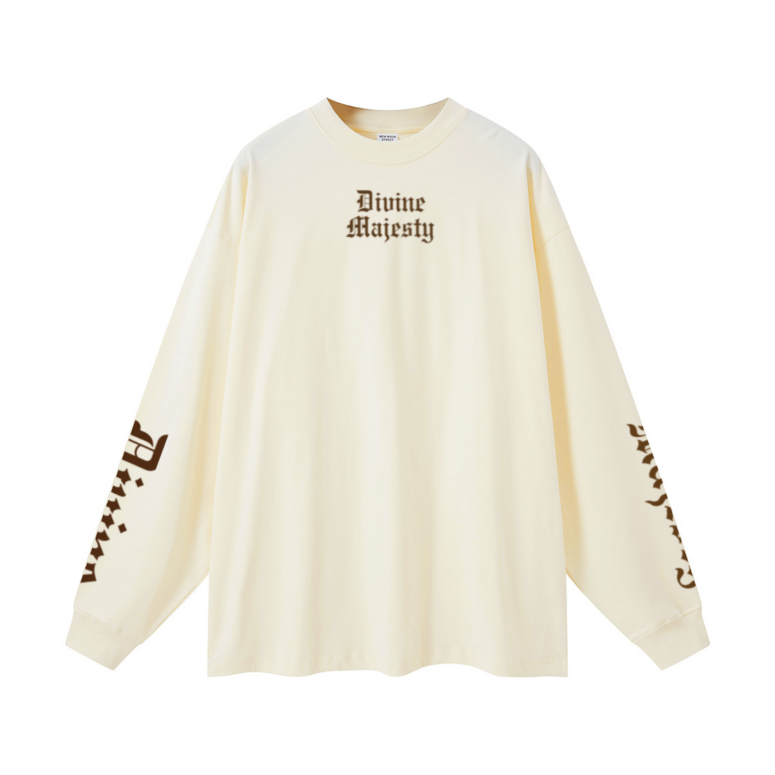 305GSM Unisex Premium Heavyweight Double-Yarn Plain Fabric Earth-Tone Basic Layering Long sleeve Milk Tea White