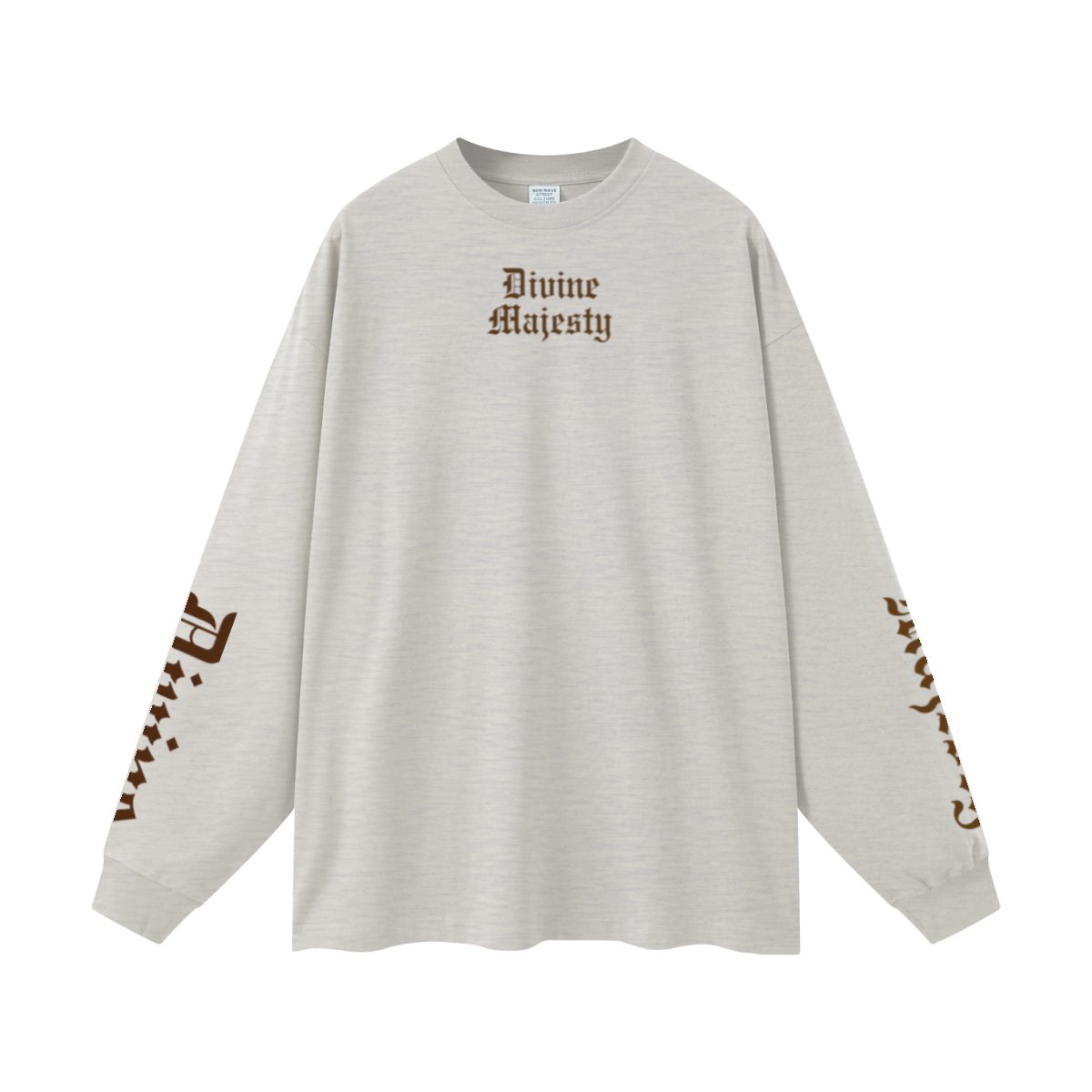 305GSM Unisex Premium Heavyweight Double-Yarn Plain Fabric Earth-Tone Basic Layering Long sleeve Oatmeal Grey