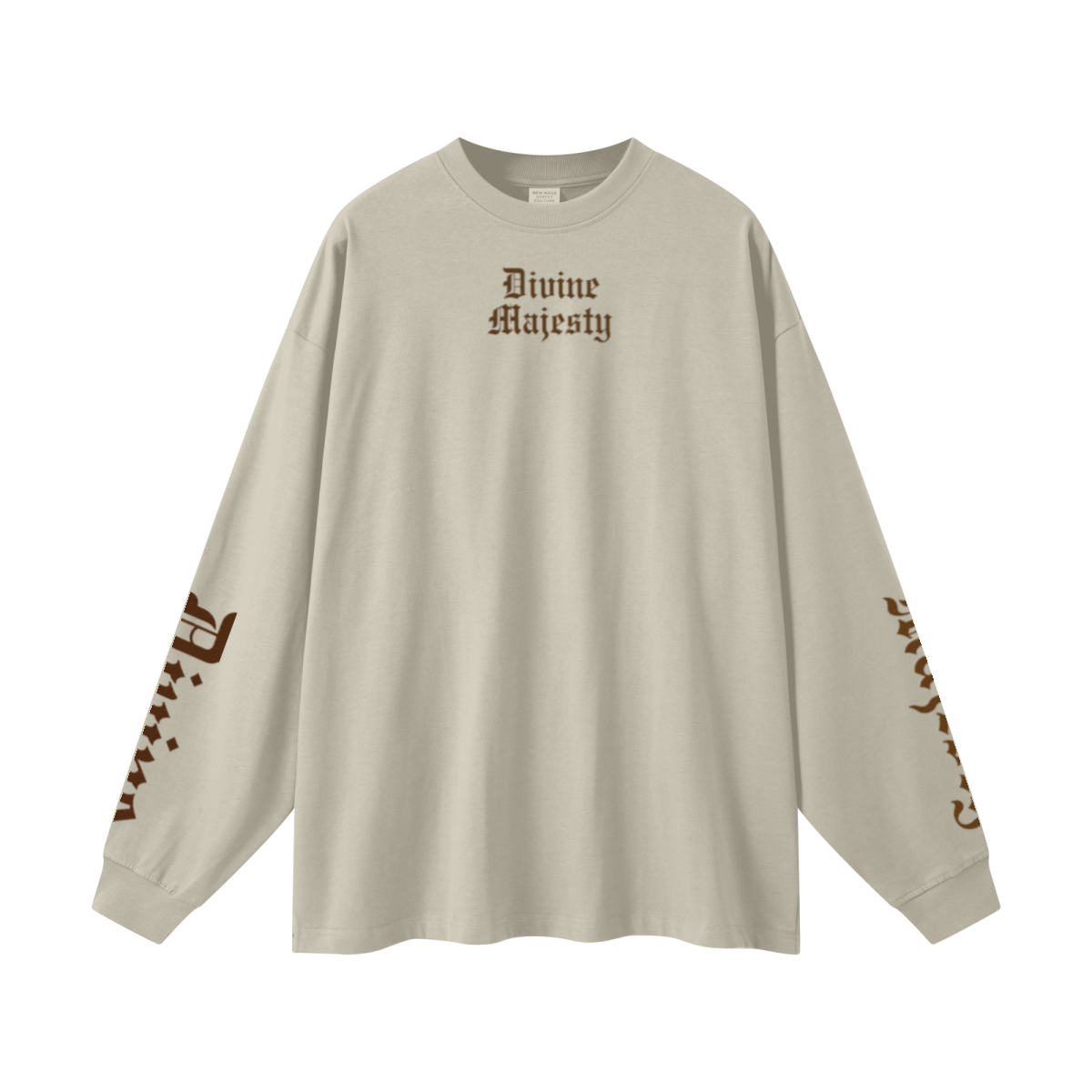 305GSM Unisex Premium Heavyweight Double-Yarn Plain Fabric Earth-Tone Basic Layering Long sleeve Sand