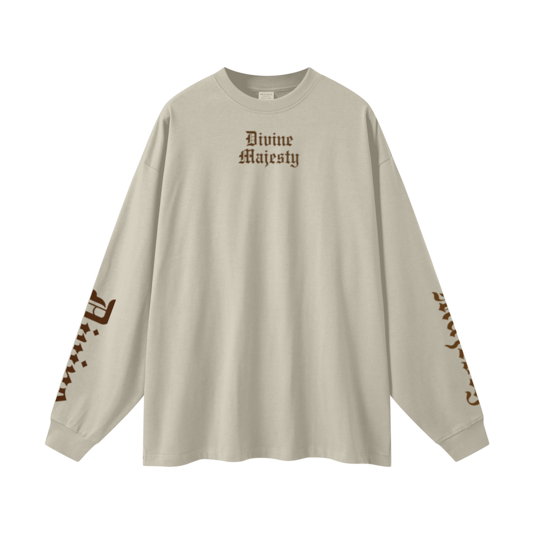 305GSM Unisex Premium Heavyweight Double-Yarn Plain Fabric Earth-Tone Basic Layering Long sleeve Sand