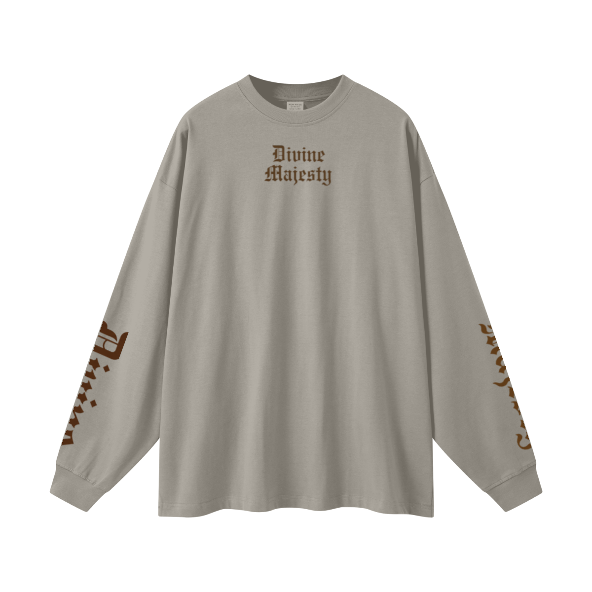 305GSM Unisex Premium Heavyweight Double-Yarn Plain Fabric Earth-Tone Basic Layering Long sleeve Grey Camel