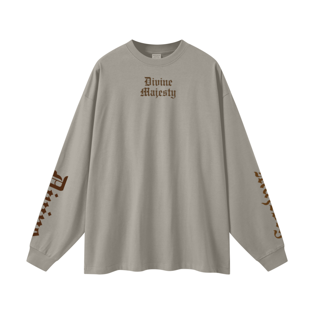 305GSM Unisex Premium Heavyweight Double-Yarn Plain Fabric Earth-Tone Basic Layering Long sleeve Grey Camel