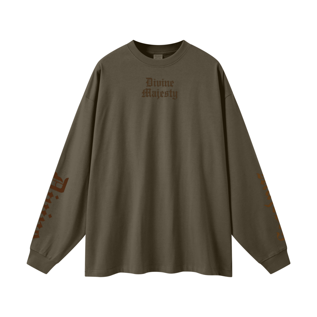 305GSM Unisex Premium Heavyweight Double-Yarn Plain Fabric Earth-Tone Basic Layering Long sleeve Brown