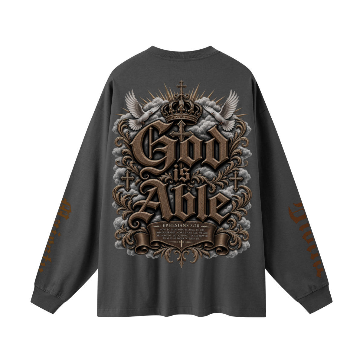 305GSM Unisex Premium Heavyweight Double-Yarn Plain Fabric Earth-Tone Basic Layering Long sleeve Carbon Grey