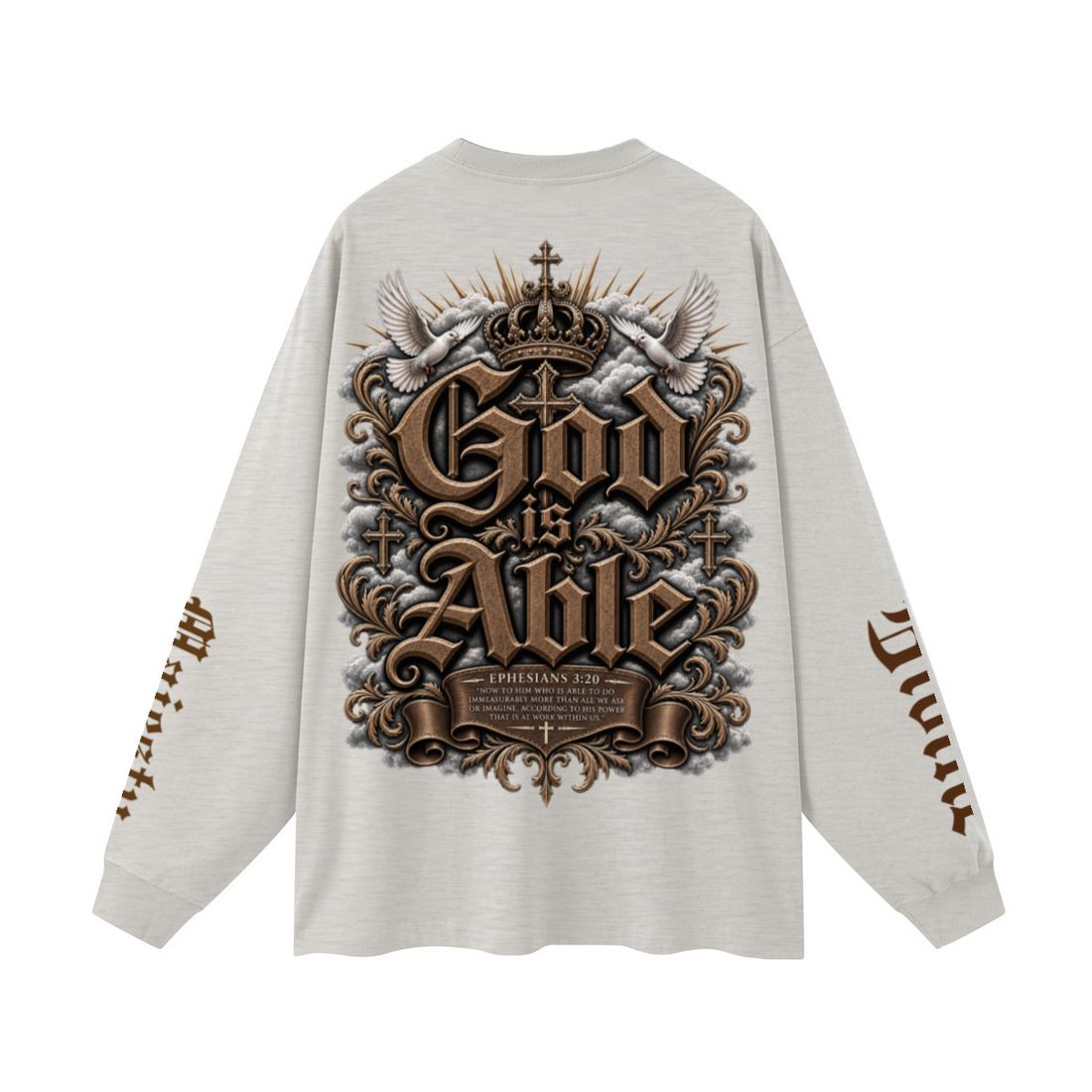 305GSM Unisex Premium Heavyweight Double-Yarn Plain Fabric Earth-Tone Basic Layering Long sleeve Oatmeal Grey