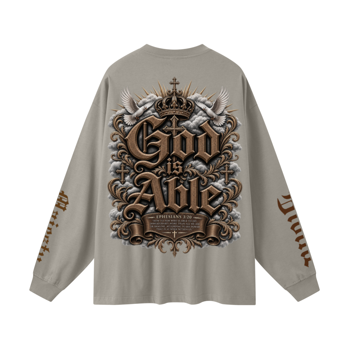 305GSM Unisex Premium Heavyweight Double-Yarn Plain Fabric Earth-Tone Basic Layering Long sleeve Grey Camel