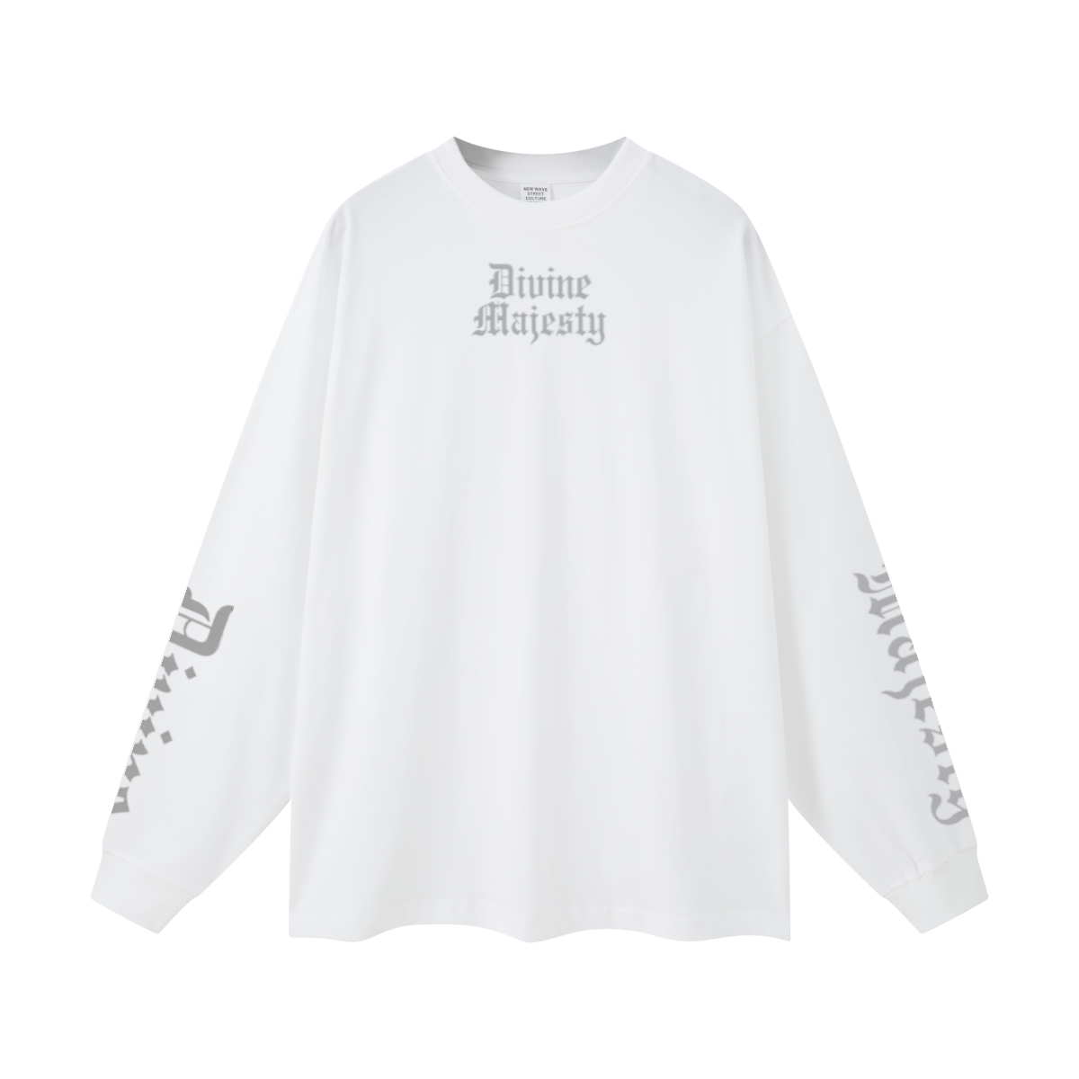 305GSM Unisex Premium Heavyweight Double-Yarn Plain Fabric Earth-Tone Basic Layering Long sleeve White