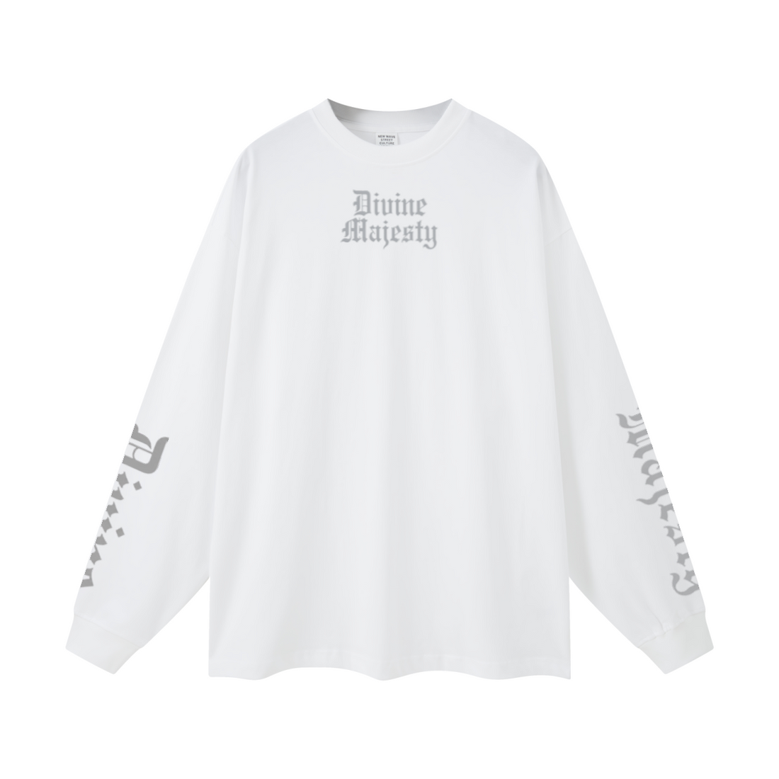 305GSM Unisex Premium Heavyweight Double-Yarn Plain Fabric Earth-Tone Basic Layering Long sleeve White