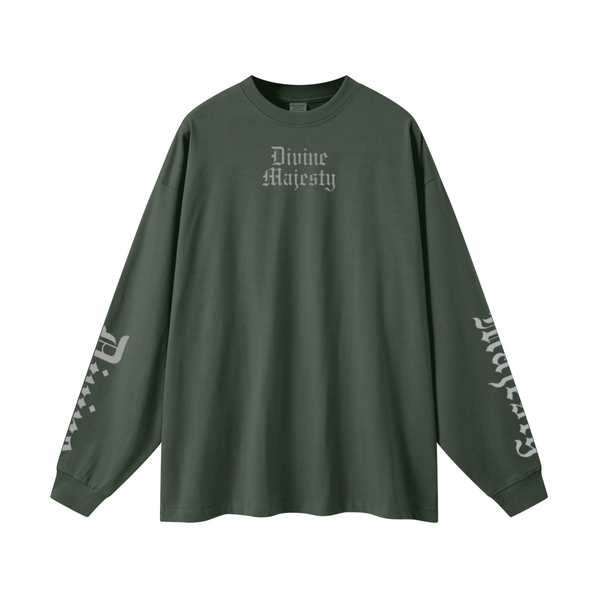 305GSM Unisex Premium Heavyweight Double-Yarn Plain Fabric Earth-Tone Basic Layering Long sleeve Dark Green