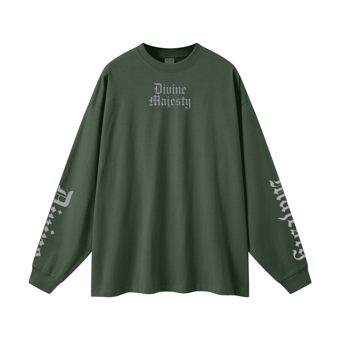 305GSM Unisex Premium Heavyweight Double-Yarn Plain Fabric Earth-Tone Basic Layering Long sleeve Dark Green