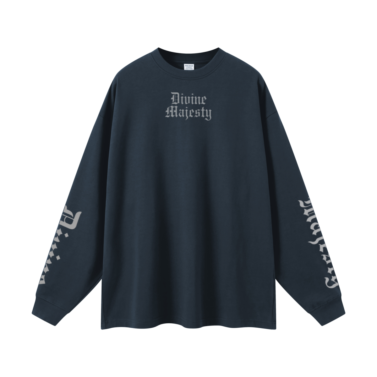 305GSM Unisex Premium Heavyweight Double-Yarn Plain Fabric Earth-Tone Basic Layering Long sleeve Navy Blue