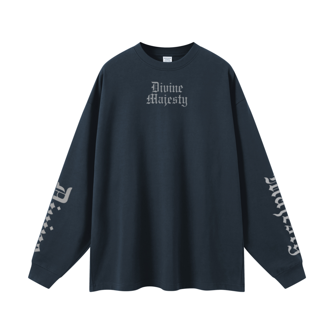 305GSM Unisex Premium Heavyweight Double-Yarn Plain Fabric Earth-Tone Basic Layering Long sleeve Navy Blue
