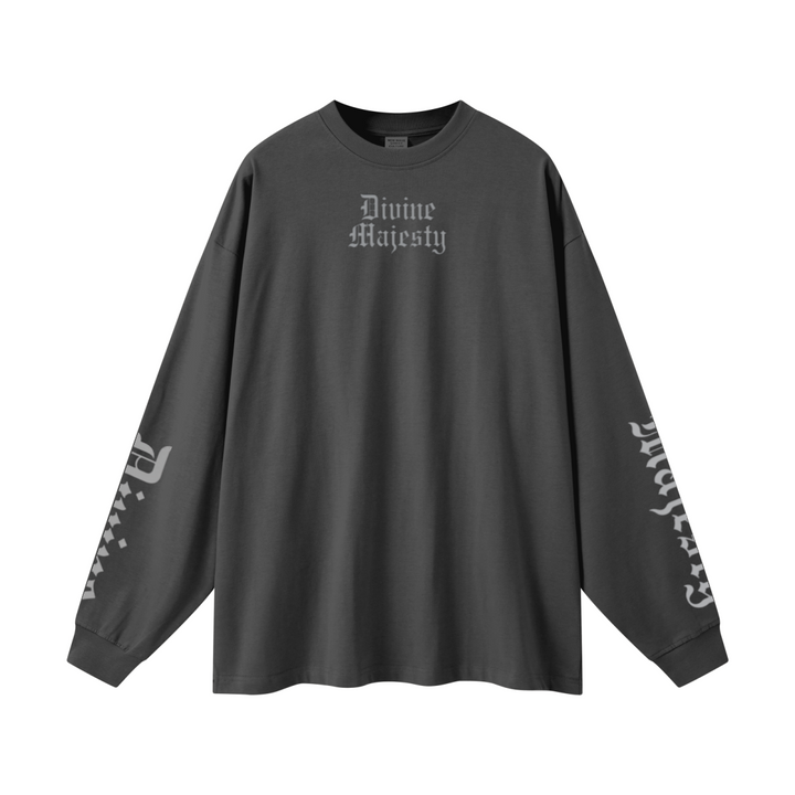 305GSM Unisex Premium Heavyweight Double-Yarn Plain Fabric Earth-Tone Basic Layering Long sleeve Carbon Grey