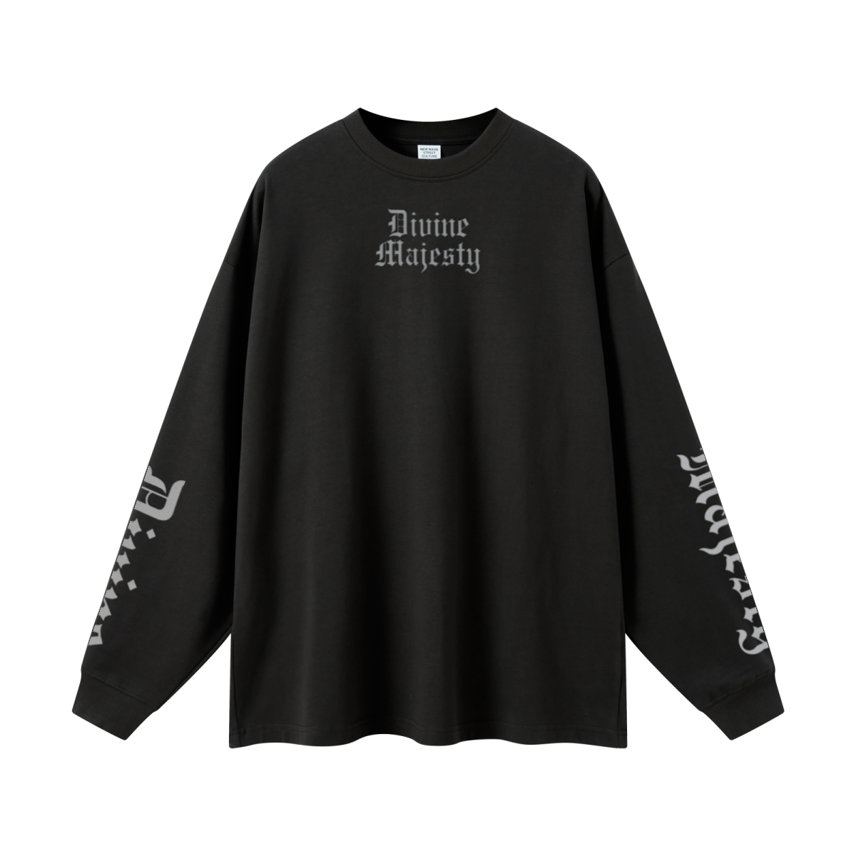 305GSM Unisex Premium Heavyweight Double-Yarn Plain Fabric Earth-Tone Basic Layering Long sleeve Black