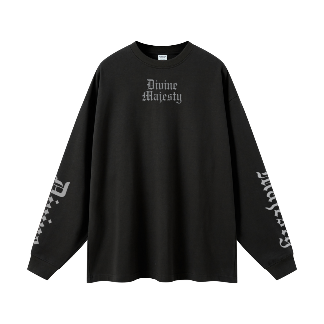 305GSM Unisex Premium Heavyweight Double-Yarn Plain Fabric Earth-Tone Basic Layering Long sleeve Black