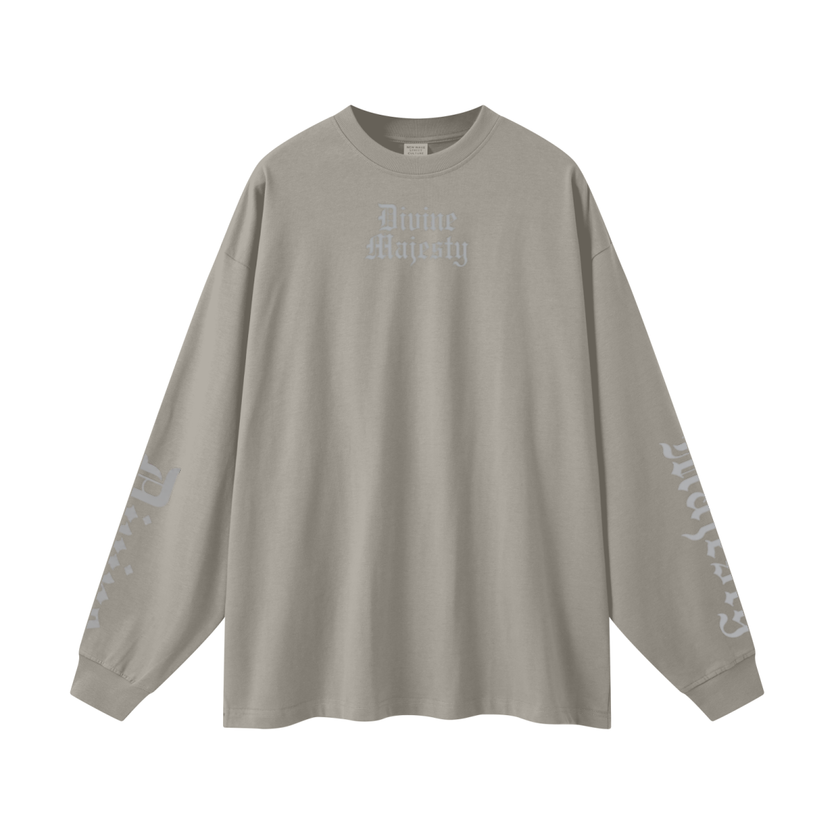 305GSM Unisex Premium Heavyweight Double-Yarn Plain Fabric Earth-Tone Basic Layering Long sleeve Grey Camel