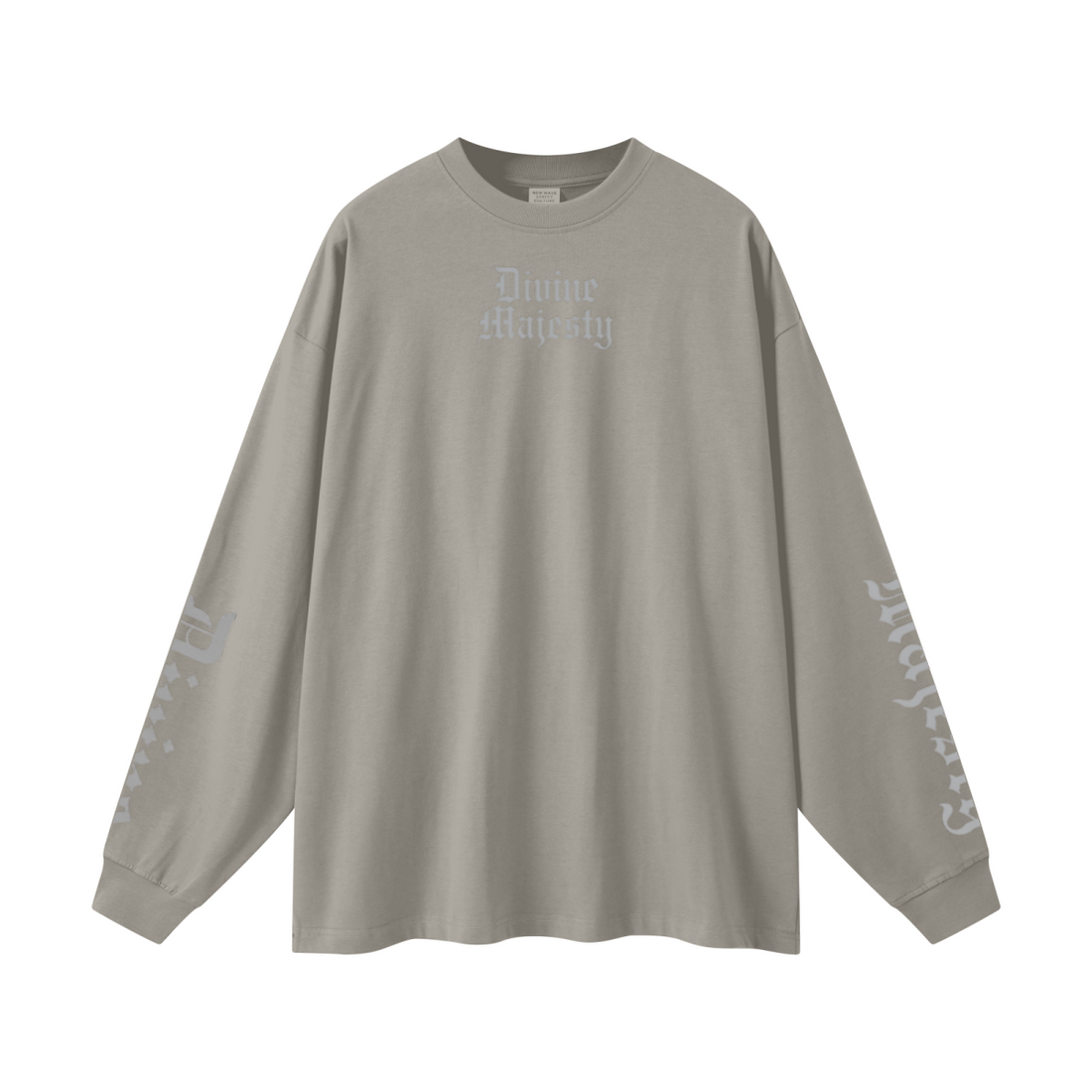 305GSM Unisex Premium Heavyweight Double-Yarn Plain Fabric Earth-Tone Basic Layering Long sleeve Grey Camel