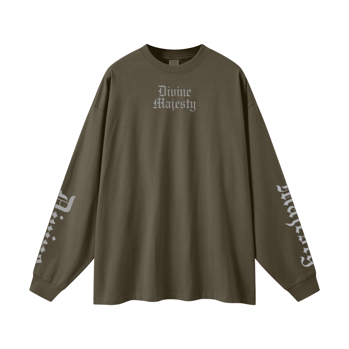 305GSM Unisex Premium Heavyweight Double-Yarn Plain Fabric Earth-Tone Basic Layering Long sleeve Brown