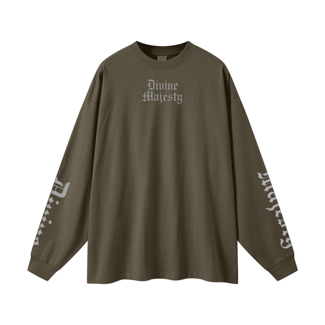 305GSM Unisex Premium Heavyweight Double-Yarn Plain Fabric Earth-Tone Basic Layering Long sleeve Brown